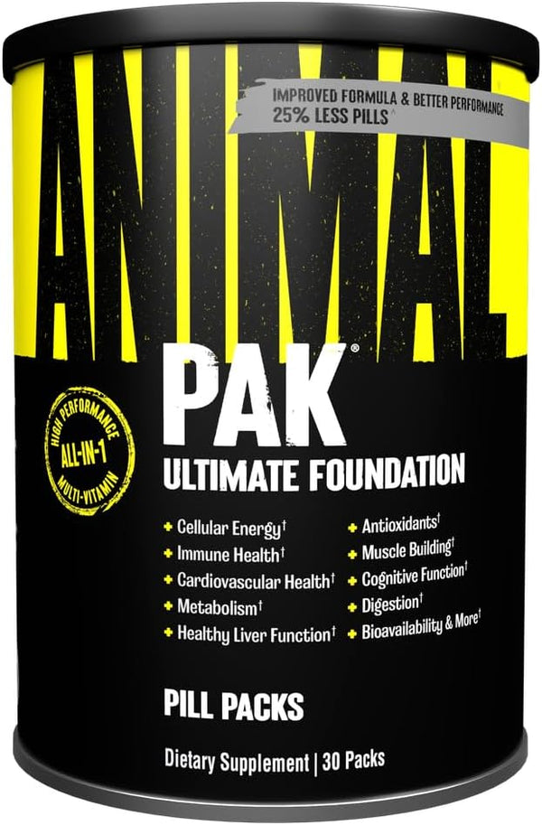 Animal Pak - 30 Count - Convenient All-in-One Vitamin & Supplement Pack for Sports Nutrition Performance with Zinc,