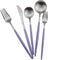 Gugrida Luxury Flatware, Royal 5 Piece Matte Purple Handle 18/10 Stainless Steel Tableware Set for 1, Camping Utensils