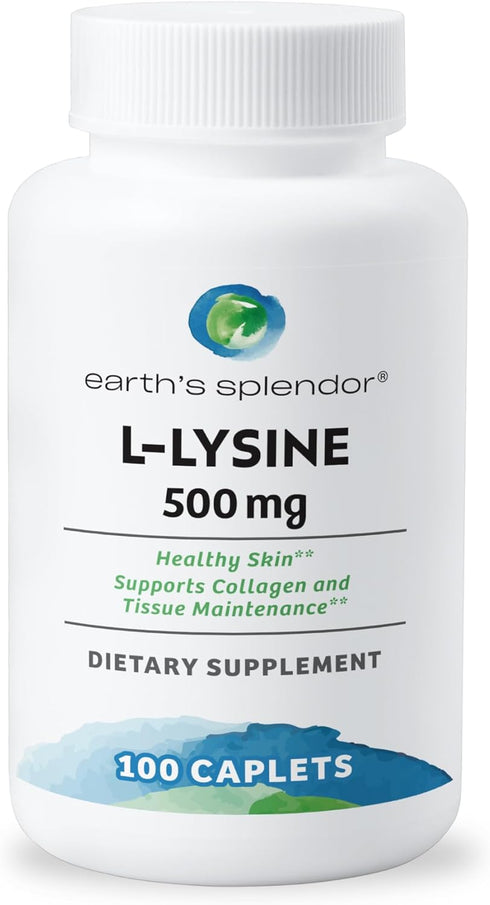 Earth's Splendor L-Lysine 500 mg Dietary Supplement for Men & Women - 100 Caplets