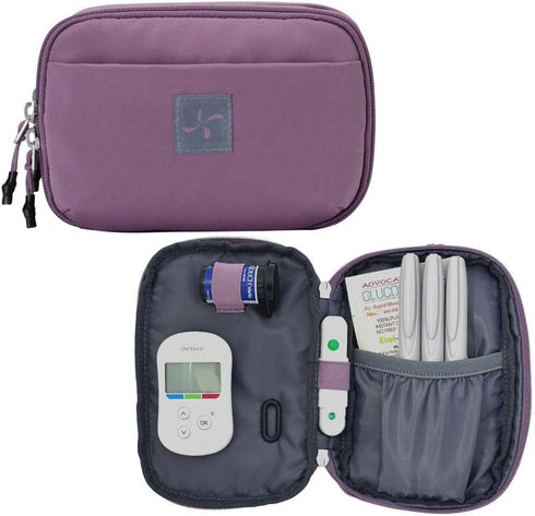 Sugar Medical Insulated Diabetes Supply Case Convertible Bag | Diabetes Belt Bag | Glucose Meter Case (Misty Purple)