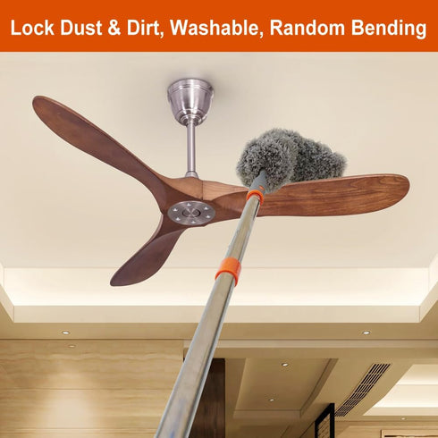 2 in 1 Window Squeegee & Washable Duster, Long Sturdy Handle Home Cleaning Kit for High Glass Windows