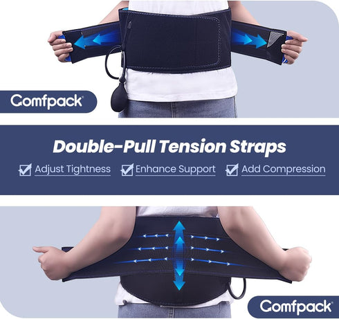 Back Ice Pack for Lower Back Pain with Compression Air Pump, Lumbar Support Brace with Hot Cold Therapy Gel Pack for