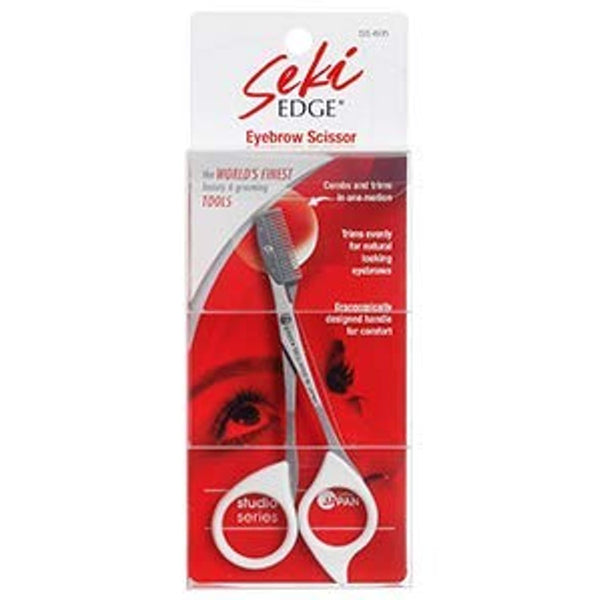 Seki Edge Eyebrow Scissors Comb (SS-605) - Stainless Steel for Trimming Eyebrows, Beards, & Mustaches