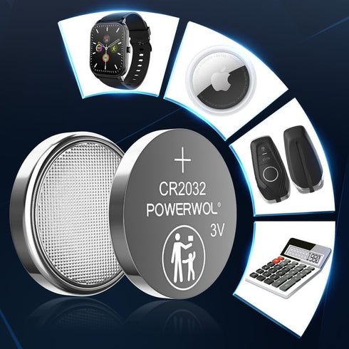 POWEROWL High Capacity CR2032 Battery 12 Pack, 3V Lithium Coin Battery for Apple Airtag, Remote