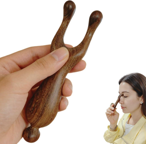 KINTEGOOD Sandalwood Nose Gua Sha Tool, Natural Wooden Multifunctional Meridians Acupoint Massage Tool for Eyes, Face