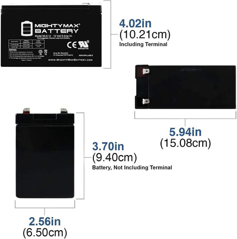 Mighty Max Battery 12V 9Ah IPA76C SLA Replacement Battery for Ion Block Rocker