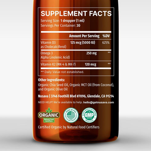 (2 Pack) Organic Vitamin D3 K2 Drops with MCT Oil, 5000 IU, Non-GMO, Unflavored, 2 Fl Oz