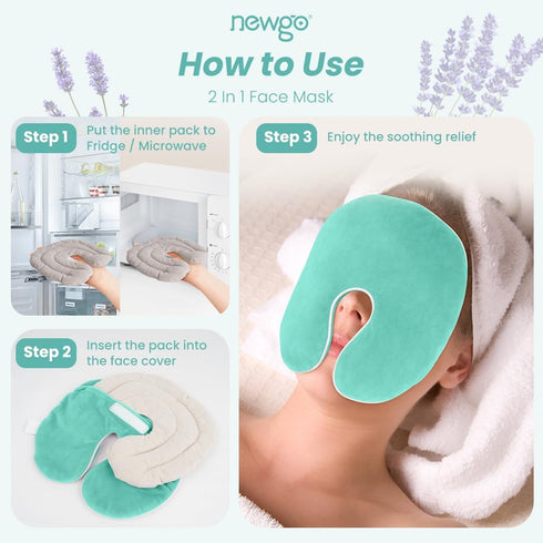 NEWGO Microwave Heating Pad for Face, Hot Cold Gel Ice Pack for Sinus Pressure Relief