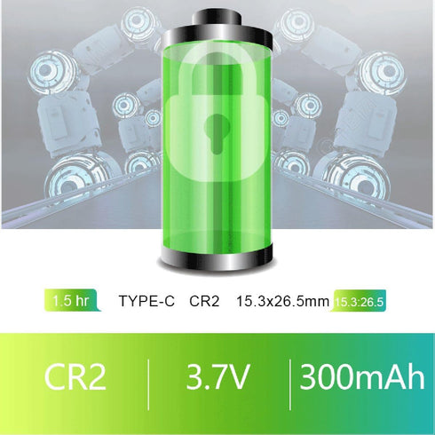 USB CR2 Lithium Ion Rechargeable Battery, High Capacity 3.7V 300mAh, 1.5 H Fast Charge, 1200 Cycle - 4-Pack