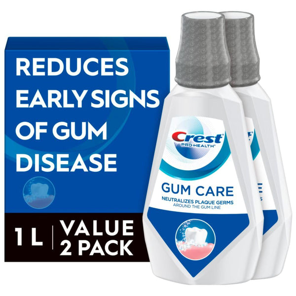 Crest Gum Care Mouthwash, Cool Wintergreen, CPC Antigingivitis/Antiplaque Oral Rinse 1L (33.8 fl oz), Pack of 2