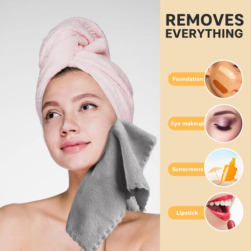 SUNLAND Microfiber Face Cloth, Reusable Makeup Remover Facial Cleansing Towel, 12inchx12inch, 6 Pack Grey
