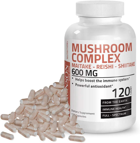 Triple Mushroom Complex - Maitake, Reishi, Shiitake - Full Spectrum Antioxidant & Immune Booster, 600 mg, 120 Count