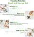 Set 5-Piece Set 2 Tieralia Bamboo Dish Brush Gift Kitchen Cleaning with Bottle Brush, Round Scrub Brush, Palm Brush