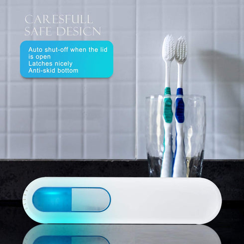 TAISHAN UV Toothbrush Case Sanitizer - Portable Rechargeable Travel Holder, Fits All Toothbrushes for Home and Travel