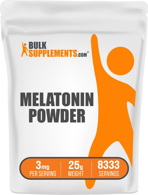 BulkSupplements.com Melatonin Powder - Sleep Supplement, 3 mg Melatonin for Adults, Vegan, Pure & Gluten Free, 25g