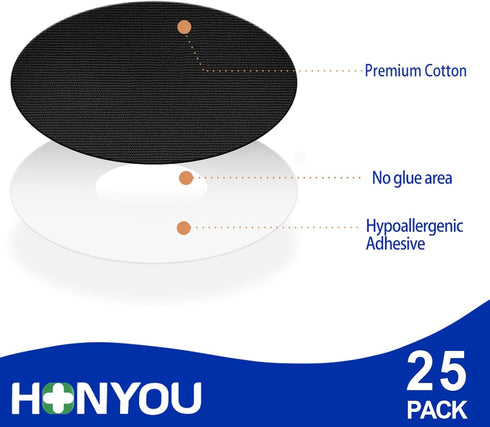 25 Pack Waterproof Adhesive Patches for Libre 1/2/3 Sensors, No Glue Center, Hypoallergenic & Latex Free