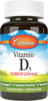 Carlson Vitamin D3 10000 IU (250 mcg) Softgels, 120 Softgels for Bone & Immune Support, Gluten Free