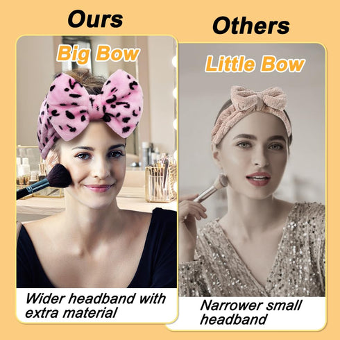 Shintop Women Fashion Soft Carol Fleece Bowknot Makeup Shower Elastic Hair Band (Pink)