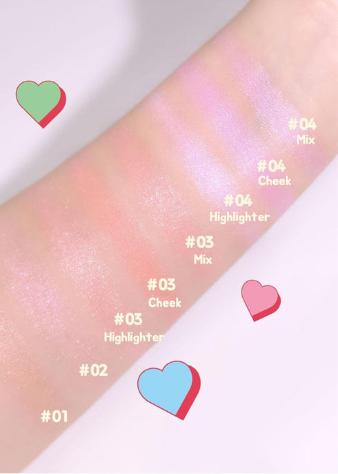 COLORGRAM Milk Bling Heartlighter 01 Peach Heart, Silky Smooth Creamy Highlighter for Natural Glow