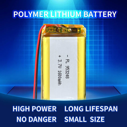 3.7V 1600mAh Lithium Polymer Ion Rechargeable Battery 953248 with 2P PH 2.0mm Pitch Connector
