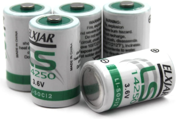 elxjar LS-14250 1/2 AA 3.6V Lithium Battery, 5-Pack (Non Rechargeable)