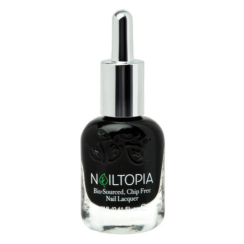 Nailtopia Respect Plant-Based Chip Free Nail Lacquer - Non Toxic, Long-Lasting, Strengthening Polish - Black - 0.41oz