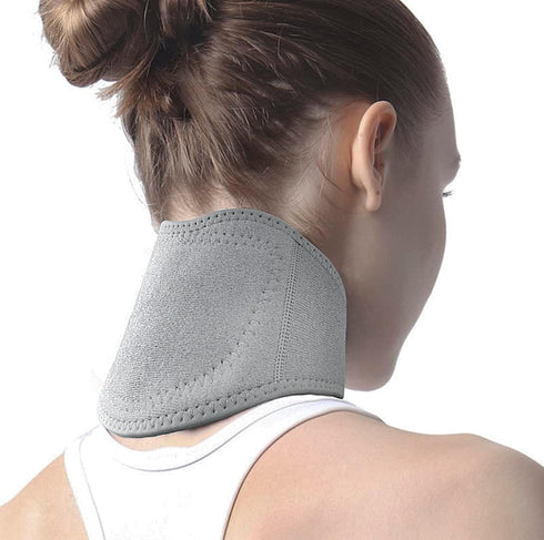 Neck Brace with Heating Pad, Self Heated Support Wrap for Cervical Spine Pain Relief, Natural Physical Therapy (Grey)