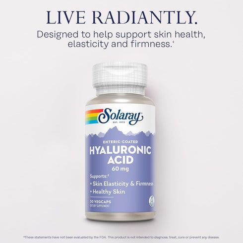 Hyaluronic Acid Triple Strength, SOLARAY, Skin Elasticity Support, 30 Servings, 30 VegCaps