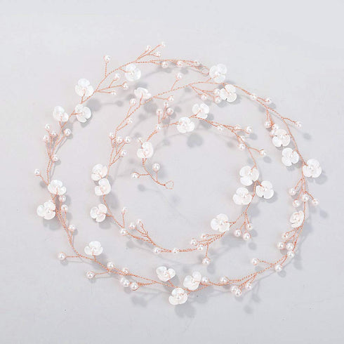 YERTTER Handmade Crystal Floral Bridal Headbands for Women, Rose Gold Hair Accessories for Wedding Party