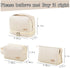 Cute Waterproof Leather Cosmetic Bag Set of 3, Travel Makeup Organizer with Handle & Zipper, Off-white Color