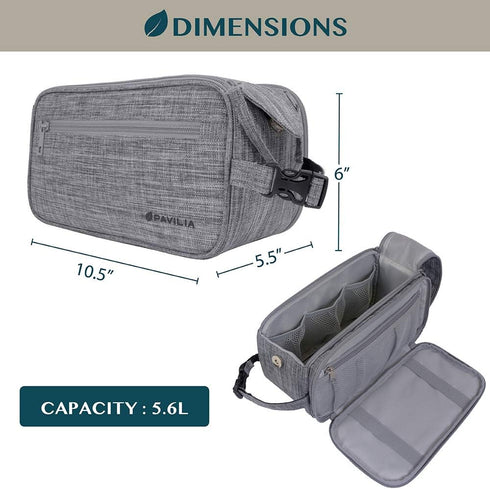 PAVILIA Toiletry Bag for Men, Travel Essentials Shaving Dopp Kit, Men's Travel Bag Toiletries Organizer Case for