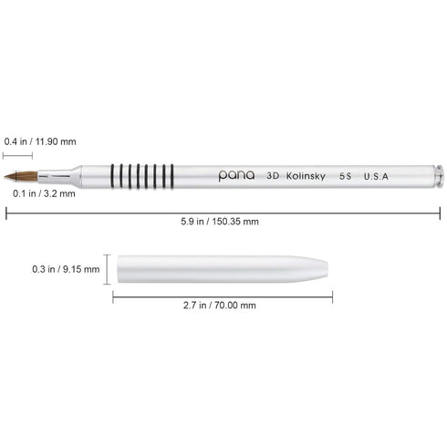PANA 3D Kolinsky Acrylic Nail Art Sculpture Brush, Silver Metal Non-Slip Grip Handle for 3D Flower Designs (Size #5)