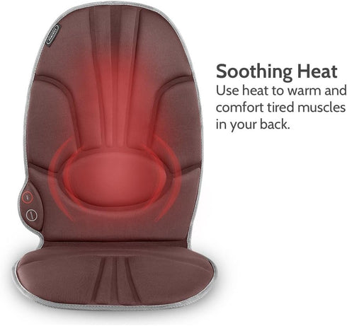 Homedics Portable Back Massage Cushion, Heated Vibrating Pad, Multi-Speed, Soft Fabric, Lumbar & Shoulder Kneading