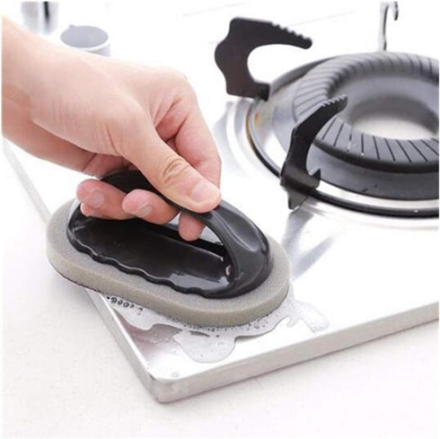 1 Pcs Emery Sponge Brush Eraser Cleaner Rust Cleaning Tool Kitchen Tool Sink Pot Bowl Scrubber Handle Grip (Brown)