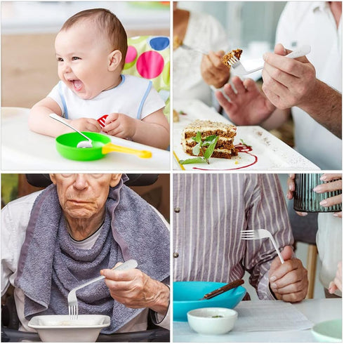LALAFINA Adaptive Utensils Set, Angled Fork and Spoon for Elderly, Left Handed, Anti Shake Eating Utensils