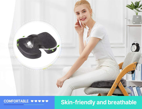 foverhom Gel Seat Cushion for Long Sitting, Office Chair Cushion for Tailbone Pain Relief, Non-Slip Orthopedic Memory