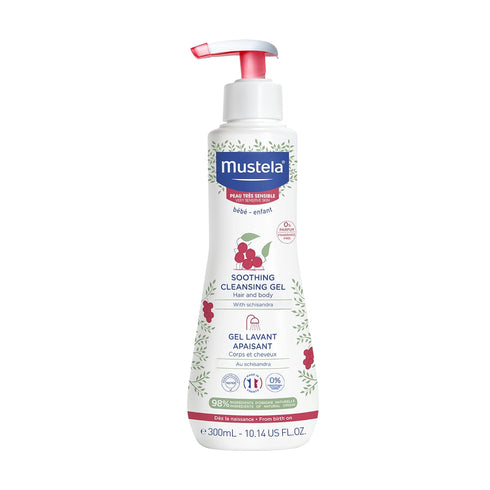 Mustela Baby Soothing Cleansing Gel, Fragrance-Free Hair & Body Wash for Very Sensitive Skin, 10.14 fl. oz.