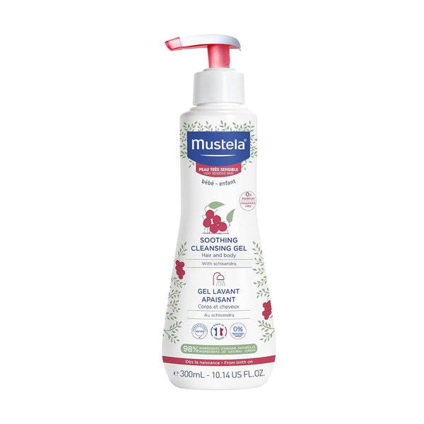 Mustela Baby Soothing Cleansing Gel, Fragrance-Free Hair & Body Wash for Very Sensitive Skin, 10.14 fl. oz.