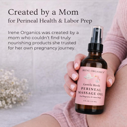 Organic Perineal Massage Oil Spray by Irene Organics for Pregnancy and Postpartum - Prevention for Perineum Tearing