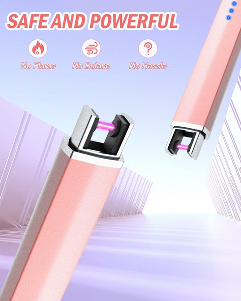 Rechargeable Electric Candle Lighter, Arc Plasma Flameless Windproof USB Lighter with Multi-Safety Protection (Rose