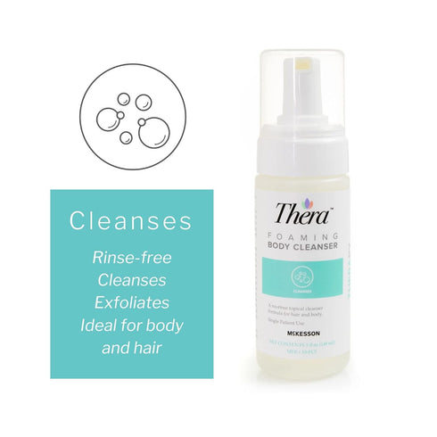 Thera Foaming Body and Hair Cleanser - Rinse-Free Exfoliating Foam, 5 oz, 1 Count