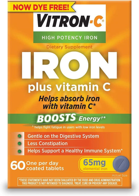 Vitron - C High Potency Iron Supplement Tablets, 60 Tablets