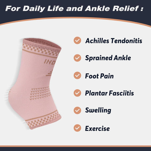 INDEEMAX Copper Ankle Brace for Women Men, Left and Right Foot Compression Support Sleeve Ankle Wrap Socks for Plantar