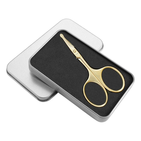 LIVINGO 3.75" Small Safety Facial Nose Hair Scissors, Curved Blade with Rounded Tip for Manicure and Eyebrow