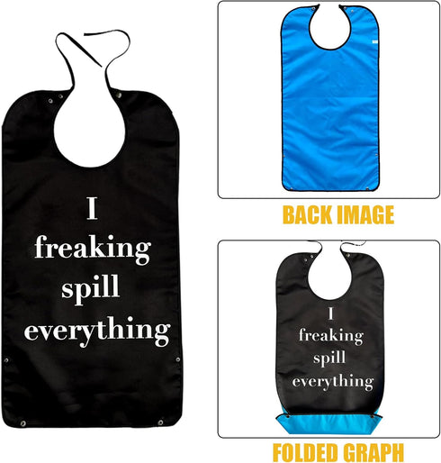 jiuminard Adult Bibs Large Reusable Dining Clothing Protectors Washable Waterproof for Men Women Funny Bibs for Elderly