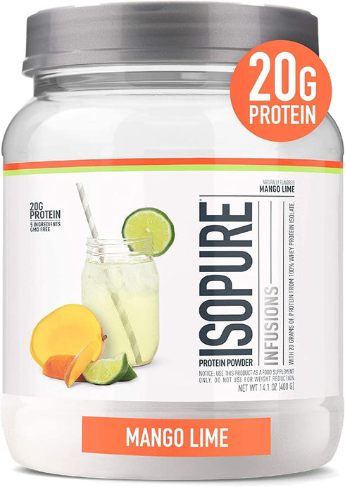 Isopure Clear Whey Isolate Protein Powder, Post Workout Recovery Drink Mix, Gluten Free, Zero Added Sugar, Infusions -