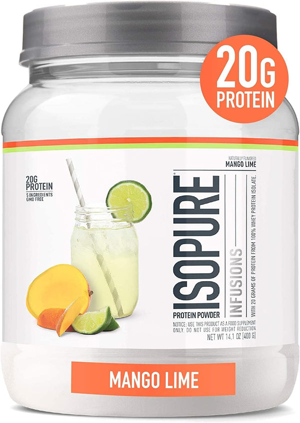 Isopure Clear Whey Isolate Protein Powder, Post Workout Recovery Drink Mix, Gluten Free, Zero Added Sugar, Infusions -