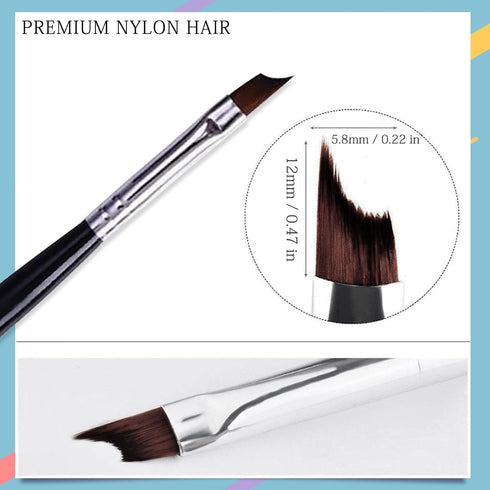 Oblique Head French Tip Nail Brush, Black Handle UV Gel Acrylic Painting Drawing Pen, Pack of 1