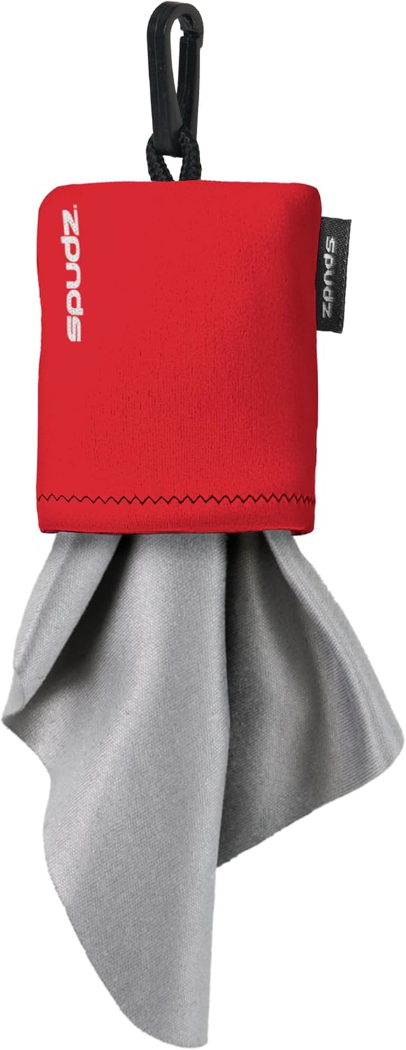SPUDZ Classic Microfiber Cloth Screen Cleaner, Red, 10 x 10 Inches, Open Bottom