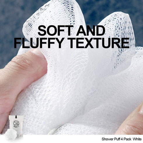 Loofah Sponge Bath Sponge 4 Pack for Women Men (White)